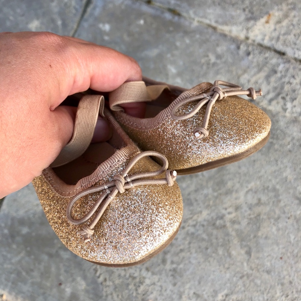 Cat & Jack Gold Ballerina Toddler Girl Flats - Picture 3 of 7